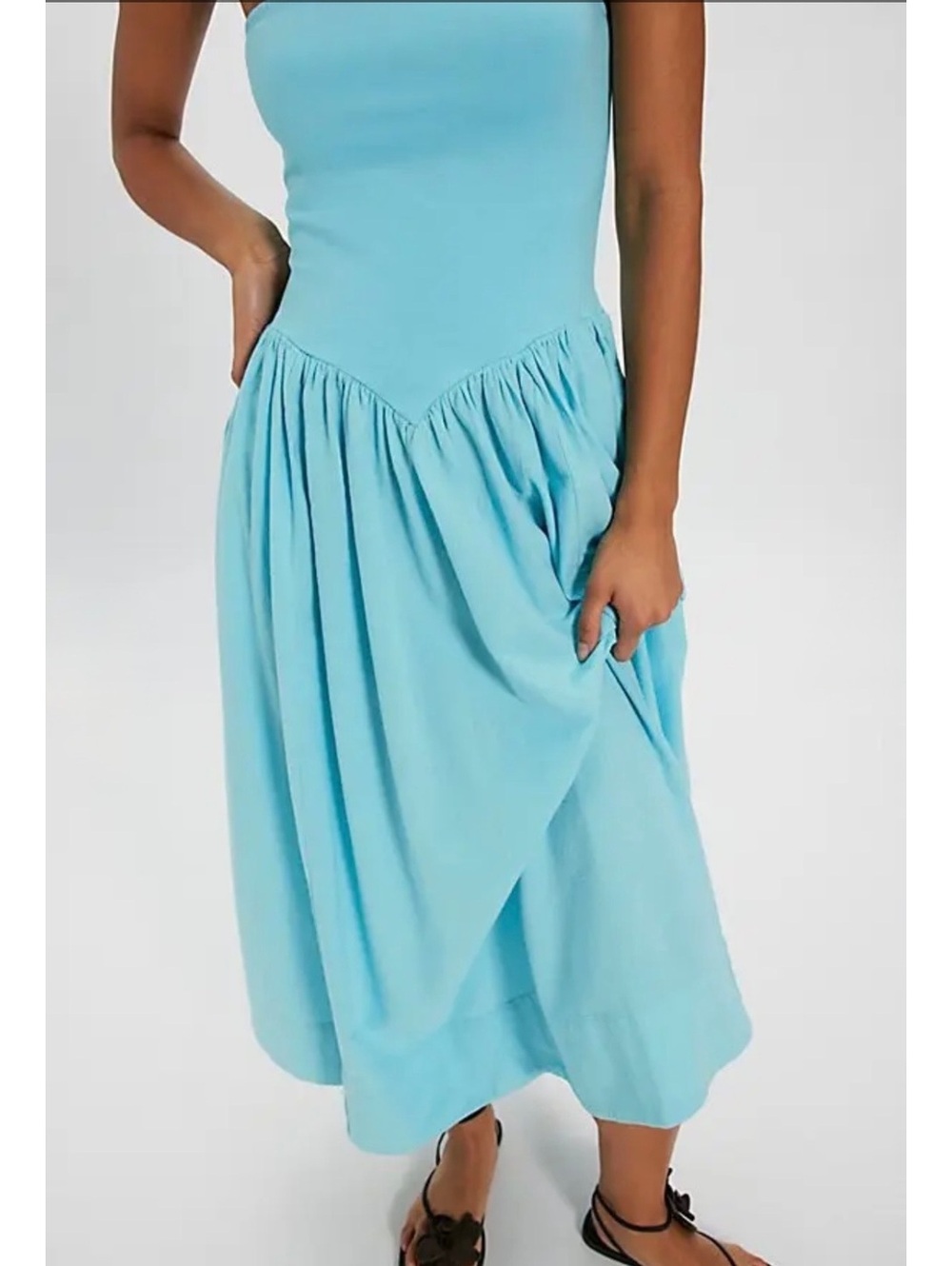 NWT Free People Bright Turquoise Onda Tube Midi Dress size M
